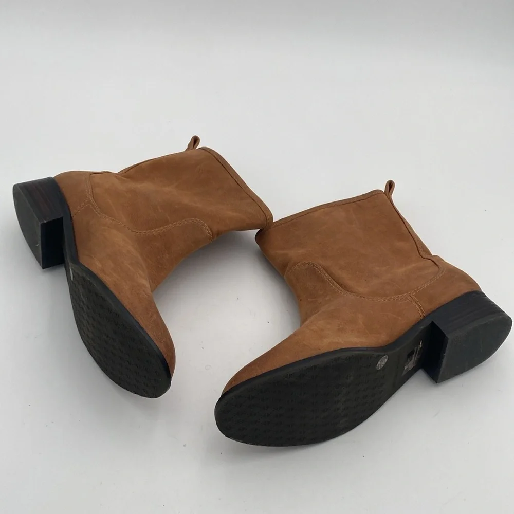 Antonio Melani Brown Ankle riding Boots Women 7.5 leather Side Zipper casual Y2K
